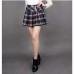 韓版學院風日系加厚半身裙高腰毛呢格子百褶裙短裙(紅格子)(M) J-13615