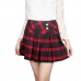韓版學院風日系加厚半身裙高腰毛呢格子百褶裙短裙(紅格子)(XL) J-13615
