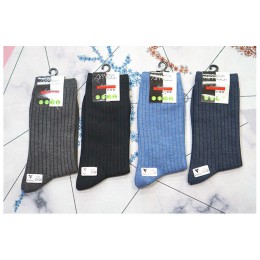 韓版-精梳棉極200細針薄透純棉長襪紳士男襪-條紋(顏色隨機) J-14741